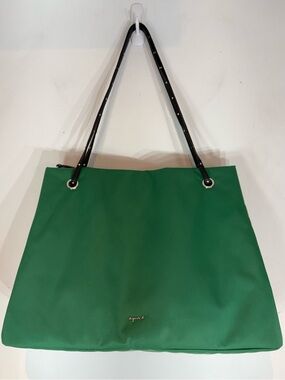 Agnès b. VOYAGE Green Nylon Tote Shoulder Bag Studded Straps